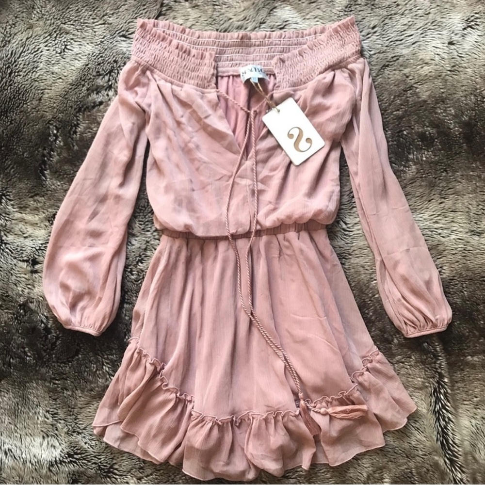 Sabo skirt blush off shoulder dress